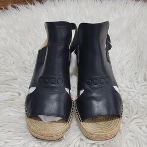 Black Leather Espadrille Sandals